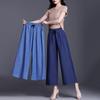 Женские летние джинсовые брюки wide-leg из тенсела - Ледяной шелк, укороченные на 9/10, Большие размеры