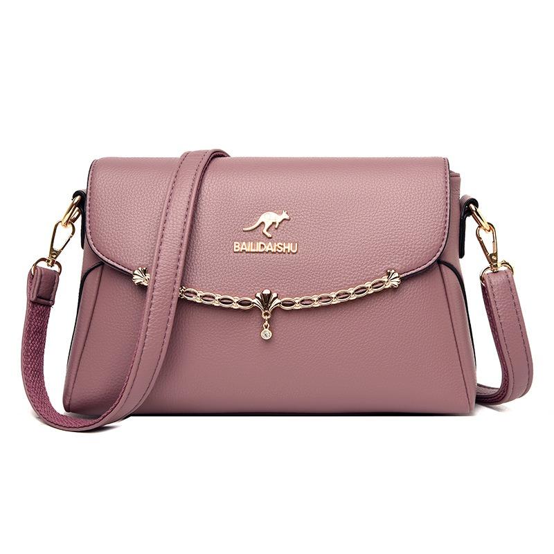 Women's Bag Fashion Soft Leather Middle-aged Mother Shoulder Bag Large Capacity Small Square Bag Women's Satchel