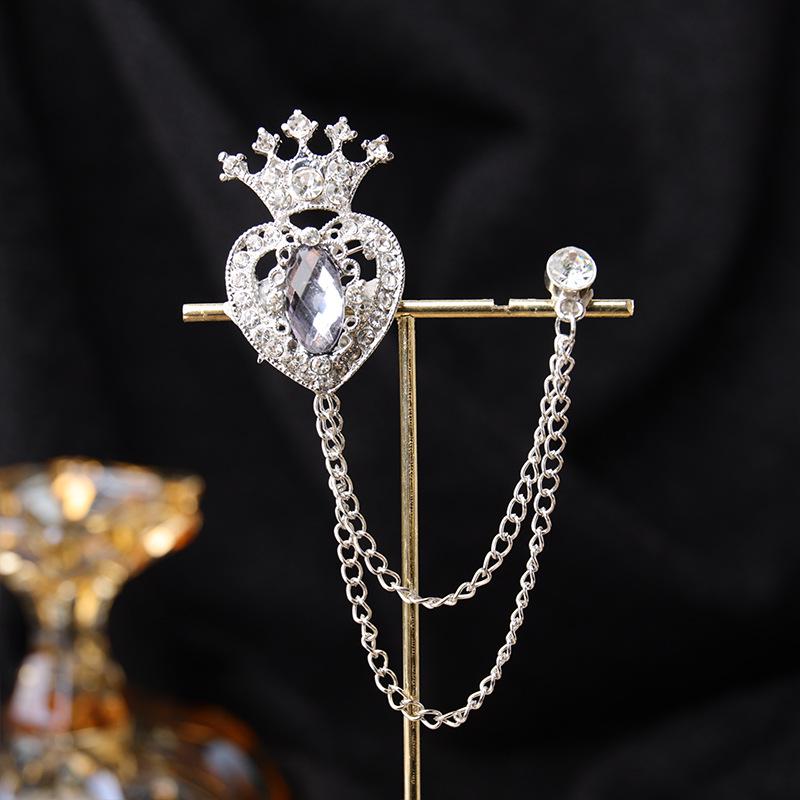 Baroque Rhinestone Pearl Corsage Necklace Brooch - Retro British Court Suit Accessory