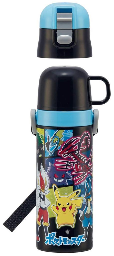 Skater Детская двухсторонняя бутылка для воды из нержавеющей стали с чашкой, Pokémon 21, 430 мл, SKDC4-A