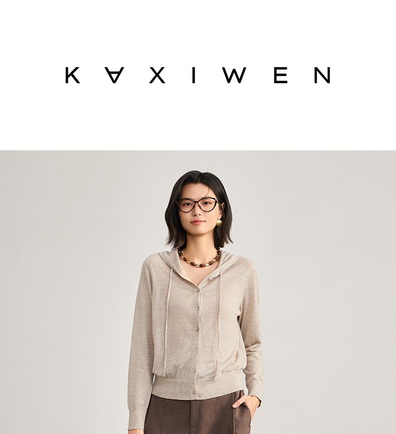 Linen wool hooded knitted sweater