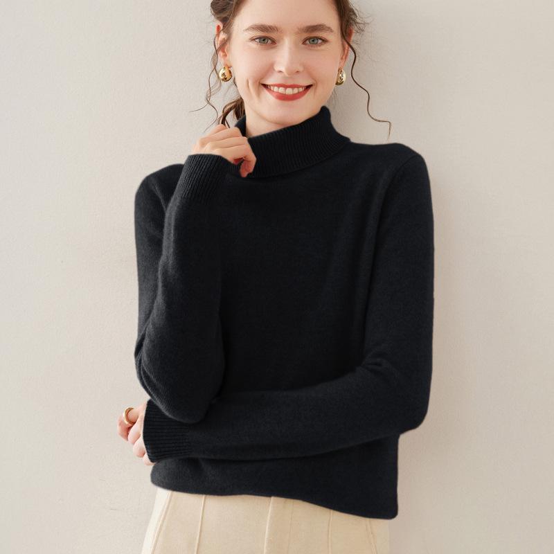 Women's Loose High Neck Cashmere Sweater - Soft, Sticky, and Versatile Knit Pullover for Autumn and Winter