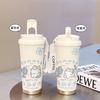 520ml Cute Cartoon Cat Insulated Cup High Appearance Stainless Steel Straw Cup Cold And Hot Insulation Double Drinking Cup