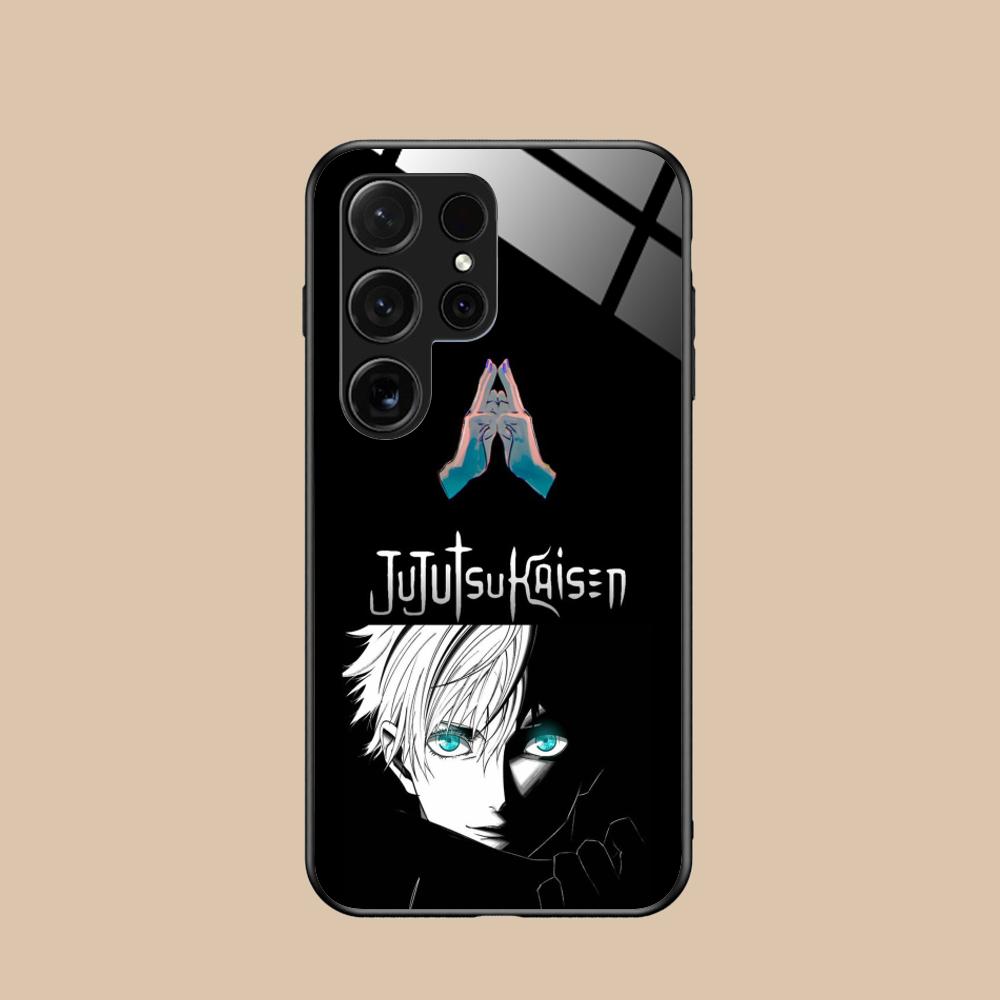 Чехол для телефона Jujutsu Kaisen Сатору Годжо для Samsung Galaxy S26 S25 S24 S23 S22 S21 S20 Note20 Plus FE Ultra Стеклянный Цветной Чехол