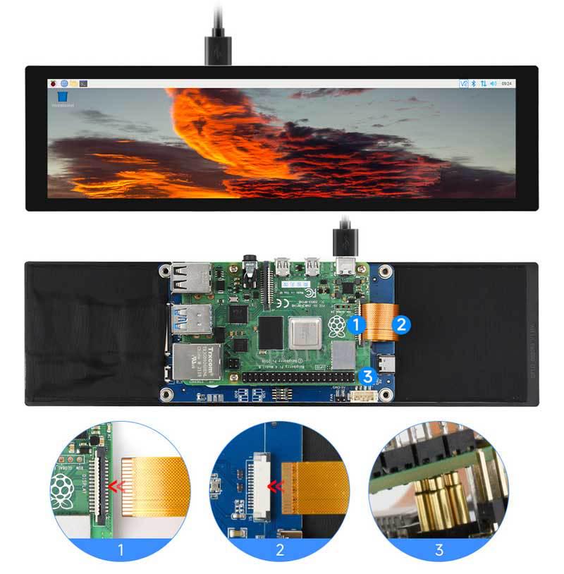 Raspberry Pi 8.8" MIPI DSI Touchscreen LCD Display, 480x1920.