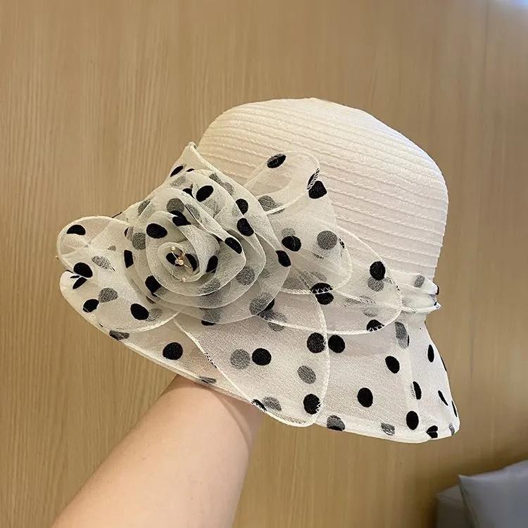 Elevate Your Vacation Look with This Stylish Flower Decor Dotted Print Bucket Hat