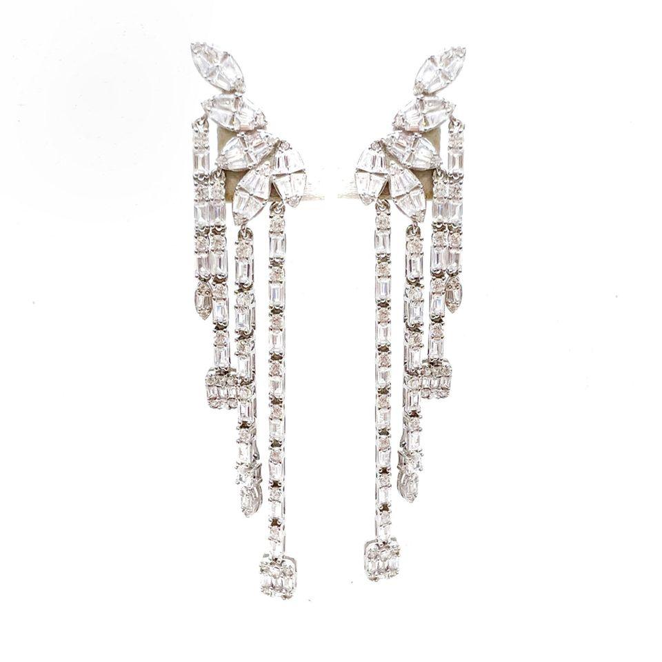 Super Flash Claw Chain Rhinestone Long Tassel Earrings CZ Silver Plated Fashion Women Jewelry