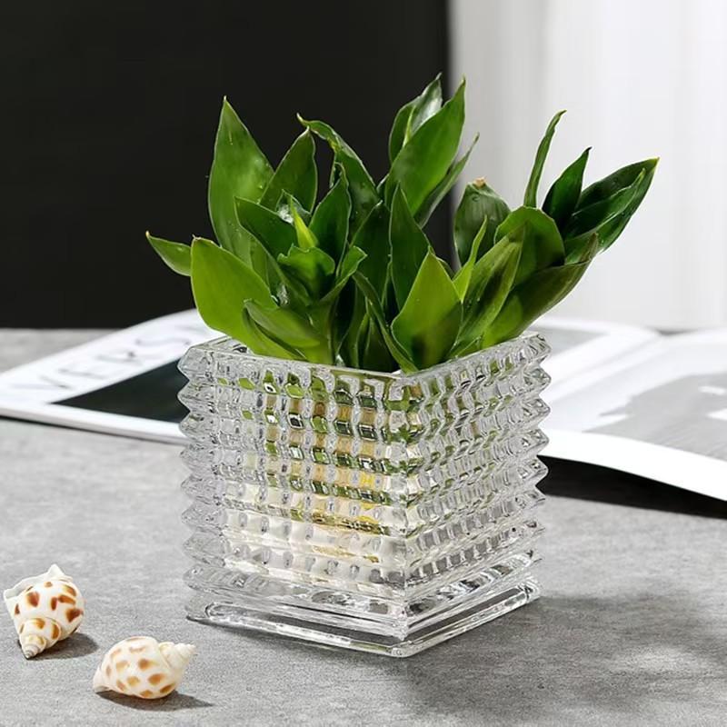 Прозрачная квадратная стеклянная ваза, геометрический квадратный цветочный горшок, цветочные композиции, аксессуары для террариума, украшения дома, аксессуары