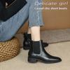 Women's Short Boots British Style Thick Heels Thick Sole Thin Spring and Autumn Single Boots