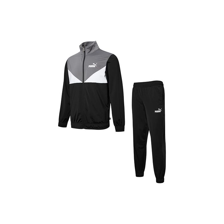 Puma Мужской спортивный костюм из 2 предметов, блочный дизайн в черном, сером и белом цветах, 845848-01