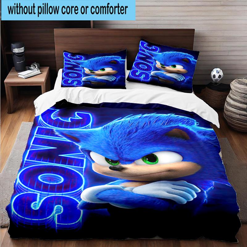 3PCS hedgehog Speed Adventure 3pcs Bedding,Including 3PCS Duvet Cover And 2pcs Pillowcases Perfect for Christmas,Ideal for Bedroom, Dormitory