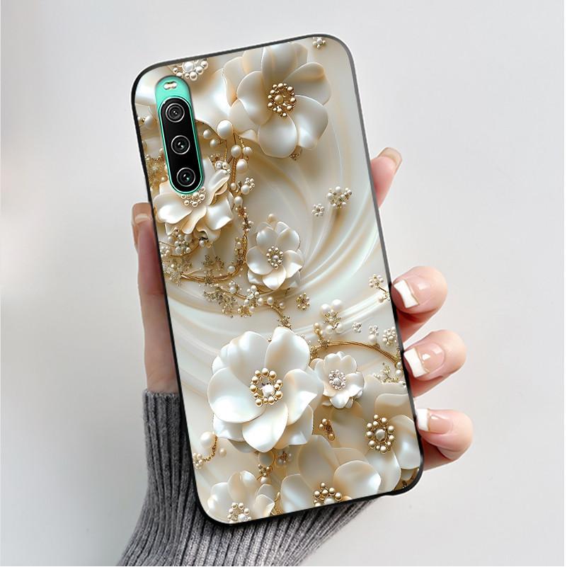 For Sony Xperia 10 VI V IV III II Case Luxury Fashion Butterfly Flowers Soft Black TPU Cover Ultrathin Shockproof Shell Fundas