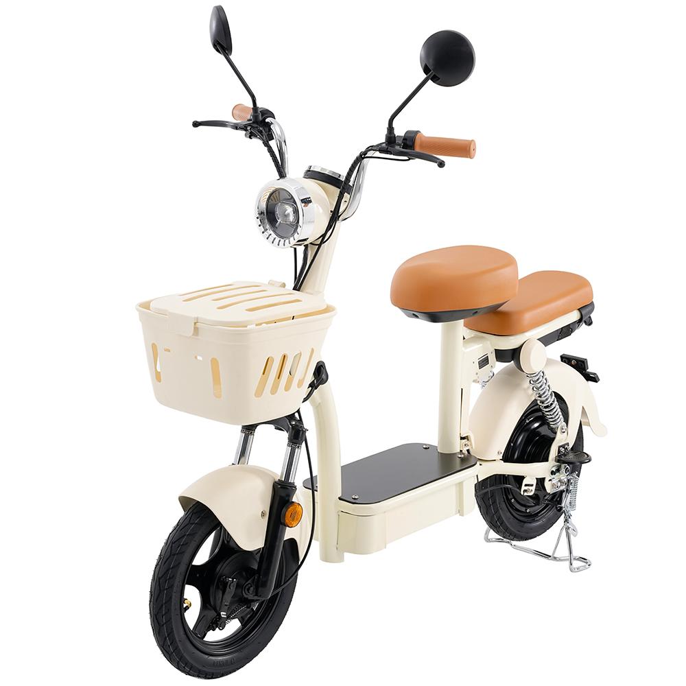 Electric Scooter iScooter Y16 14" 1200W Motor LCD DIsplay Soft Seat Cushion 48V 20AH Fully Suspended Adult Electric Scooter With NFC Card Beige