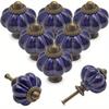 8pcs Cobalt Blue Ceramic Knobs, Pumpkin Cabinet Knobs, Vintage Dresser Knobs, Vintage Drawer Pulls with Screws for Closet Drawers Cupboard Cabinets