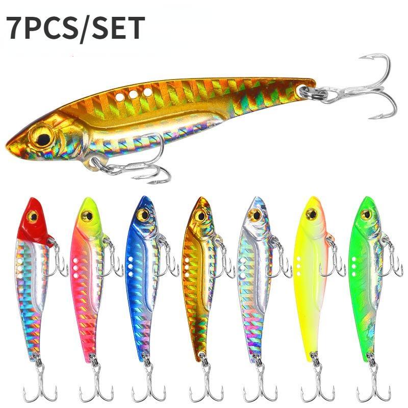 7 шт./компл. рыболовные приманки, длинные металлические железные пластины с блестками, крючок с прорезью для крови, 8/13/16/20 г, 3d металлические рыболовные крючки