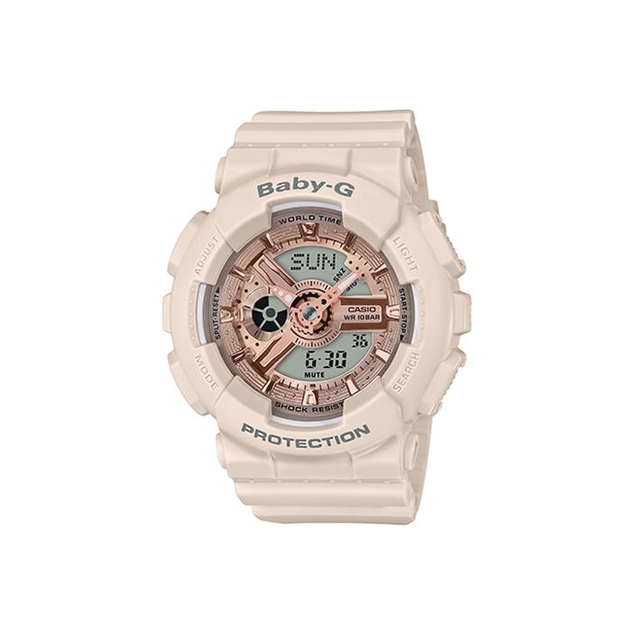 Casio BABY G BABY G Водонепроницаемость 100 метров Кварцевый механизм Ремешок из смолы Часы Женские Часы Серый циферблат BA-110CP-4APR