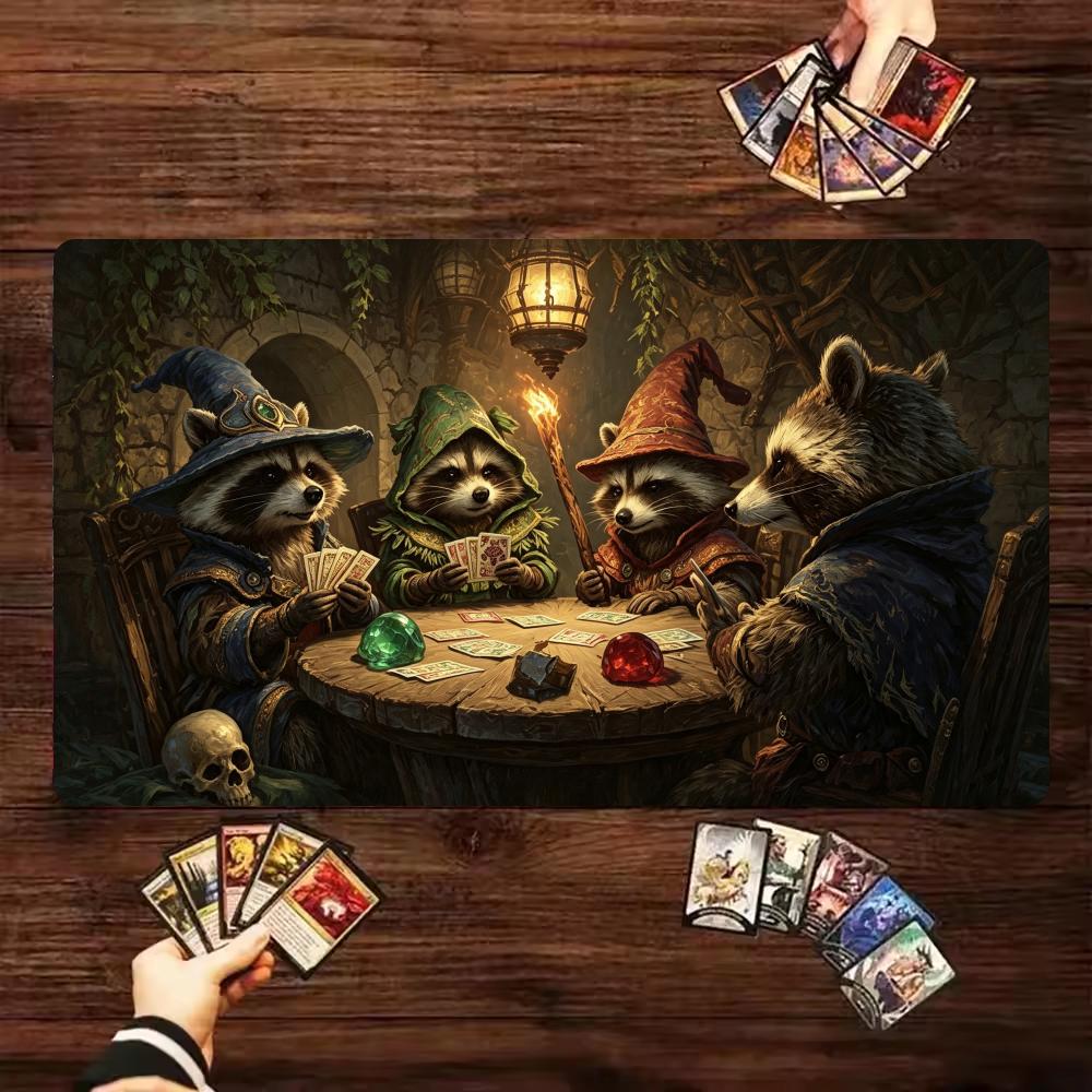 Raccoon Magic Mouse Pad The Magic Gathering Playmat 24"X14" MTG TCG Office Desk Mat for Work Game PC Laptop Rug Carpet MousePad