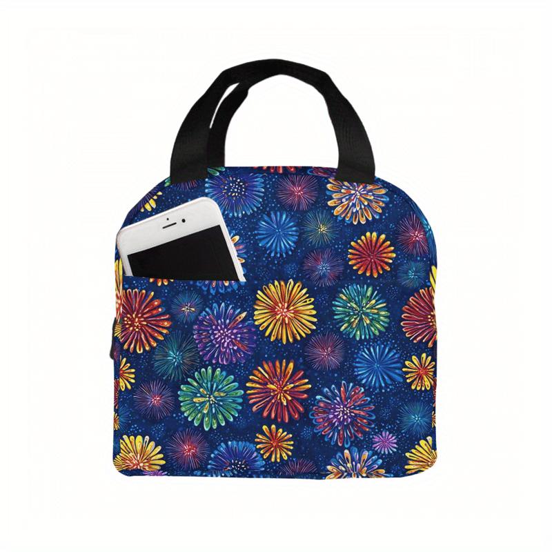 1pc 2D Printing Pattern on Blue Background Universal Work Lunch Bags for Both Men And Women - Small-Sized Adult Lunch