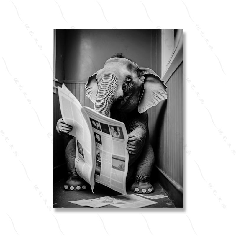 Милая обезьяна, художественная стена в ванной комнате, забавные принты плакатов, туалетный юмор, полет животных, чтение, холст, картина, детская комната, туалет, домашний декор