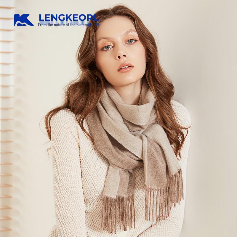 LENGKEORL Women's Double-Sided Cashmere Wool Blend Scarf