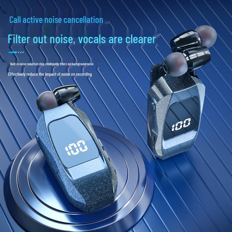 GT010 Bluetooth Earphone: Clip-on, Large Battery, Vibration, Retractable, Digital Display for Business Calls