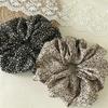 French Vintage Floral Print Hair Scrunchies Oversized Ruched Ponytail Holder Pastoral Style Elastic Hair Ties For Thick Hair