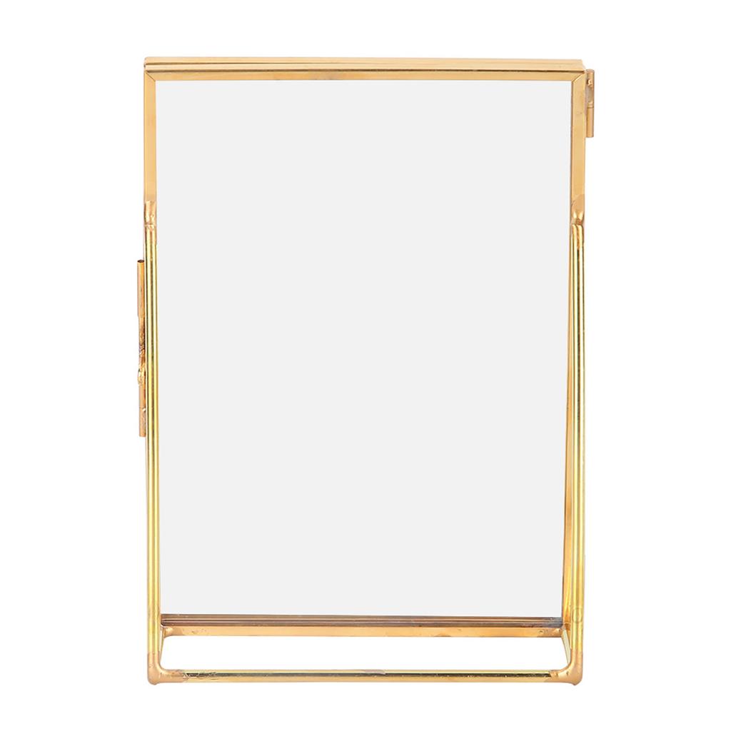 Brass Retro Glass Metal Desktop Photo Frame Bracket Copper Strip Metal Photo Frame;4*6inch :