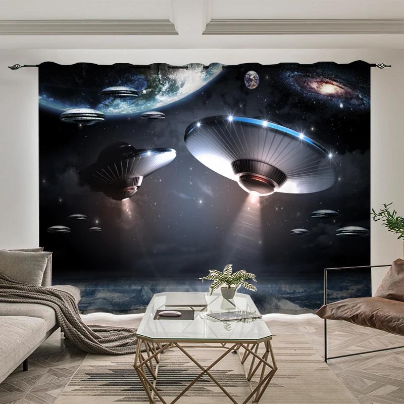 Nordic Modern Science High Shading Curtain Technology Background Space Astronaut Детская комната Мальчик Спальня Игровой зал Штора