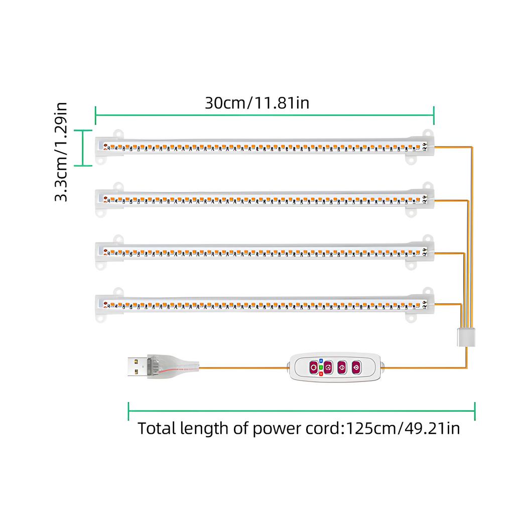 LED Plant Grow Light Strips 8W 168LED 4000K 169.2lm Bright Grow Lamp with 8H/12H/16H Timer 5