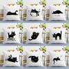 Cartoon Black Cat Print Decorative Pillowcase Bedroom Living Room Square Cushion Pillowcase