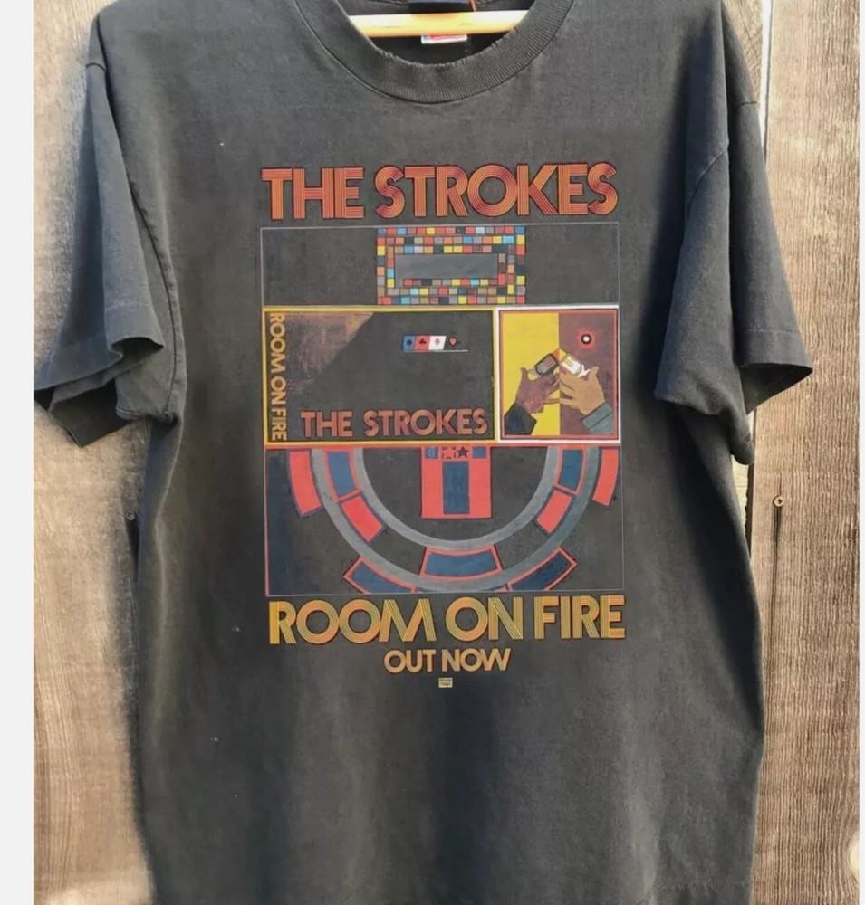 Футболка The Strokes футболка рок-группы ретро футболка классический стиль унисекс футболка древесного угля