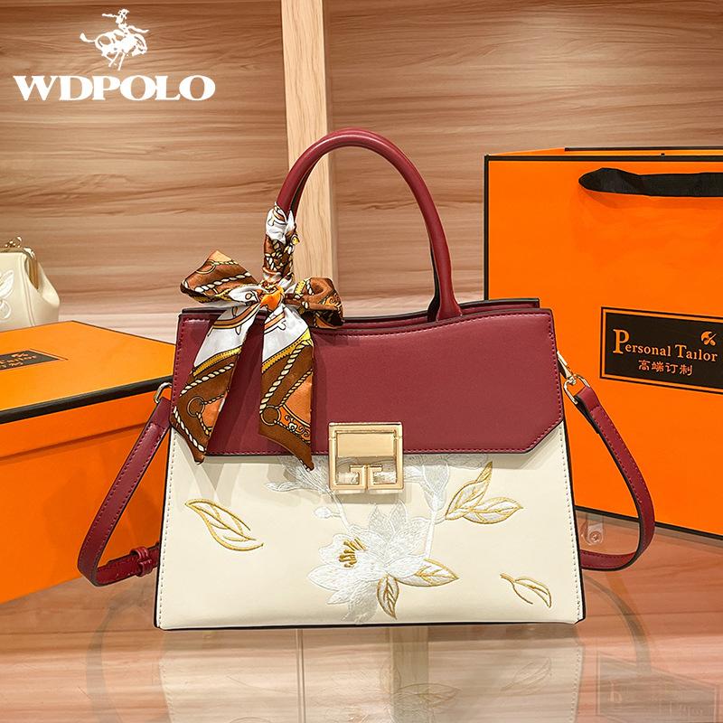 W. D. Свадебная сумка POLO для женщин, новинка 2023 года, легкая, роскошная и большая вместительная сумка для матери с вышивкой лотоса для женщин, 1973 г.