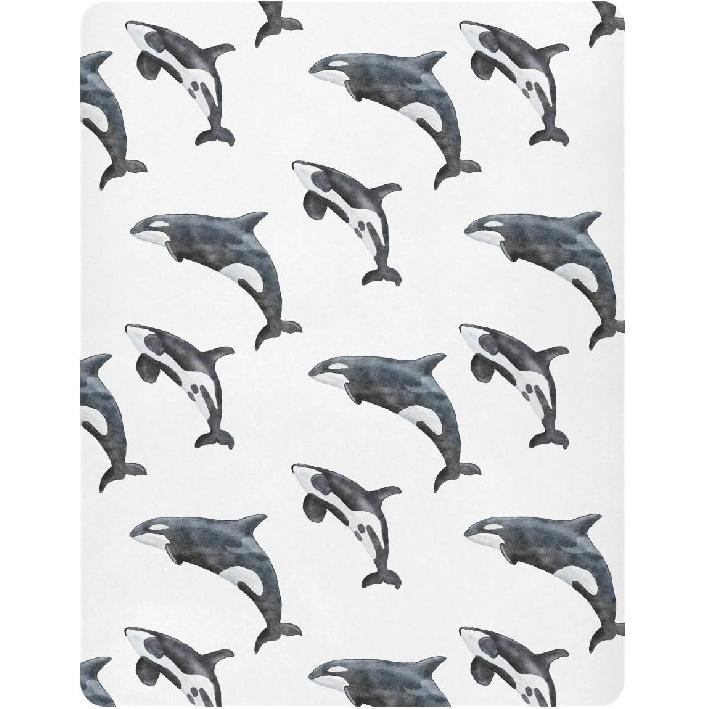 Crib Sheets for Boys Girl Orca Killer Whale Breathable Mini Crib Mattress Sheets Fitted,Toddler Baby Sheets for Crib Mattress 39 * 27 * 5In