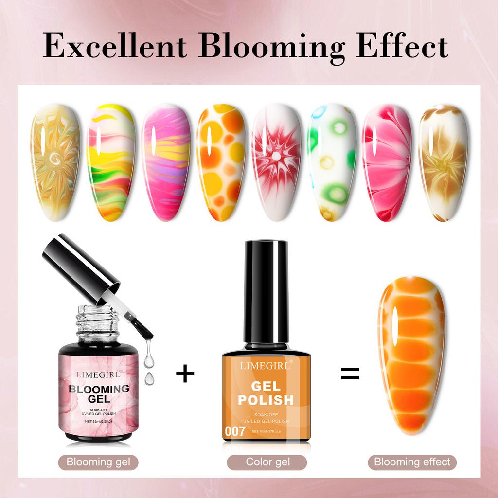 8 Color Marbling Gel Nail Polish Set, Trending Colors Soak Off Gel Nail Art Kit with No Wipe Top Coat