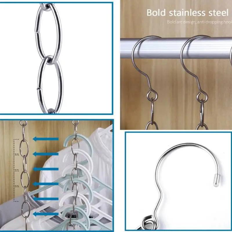 Нержавеющая сталь, магазин одежды, витрина, подвесные крючки-цепочки с кольцевой вешалкой, 14 подвесных отверстий, держатель цепи для одежды, гардероб