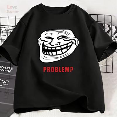 Мем Trollface Rage Comic Смешная шутка про тролля Интернет Мужская и женская футболка 2026 лето хлопок короткий рукав