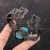 Браслет из тибетского бирюзового камня, регулируемый браслет-манжета, браслет из медной проволоки, дизайнерский браслет ручной работы, медные ювелирные изделия в подарок для женщин