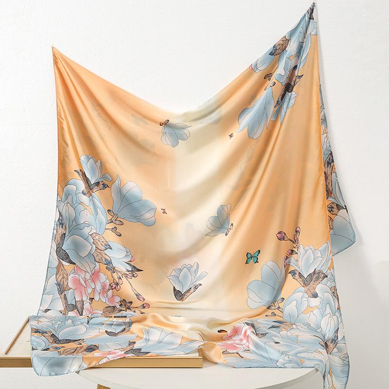 Бабочка цветочный имитация шелка длинный шелковый шарф универсальный темперамент верхняя одежда шаль женский