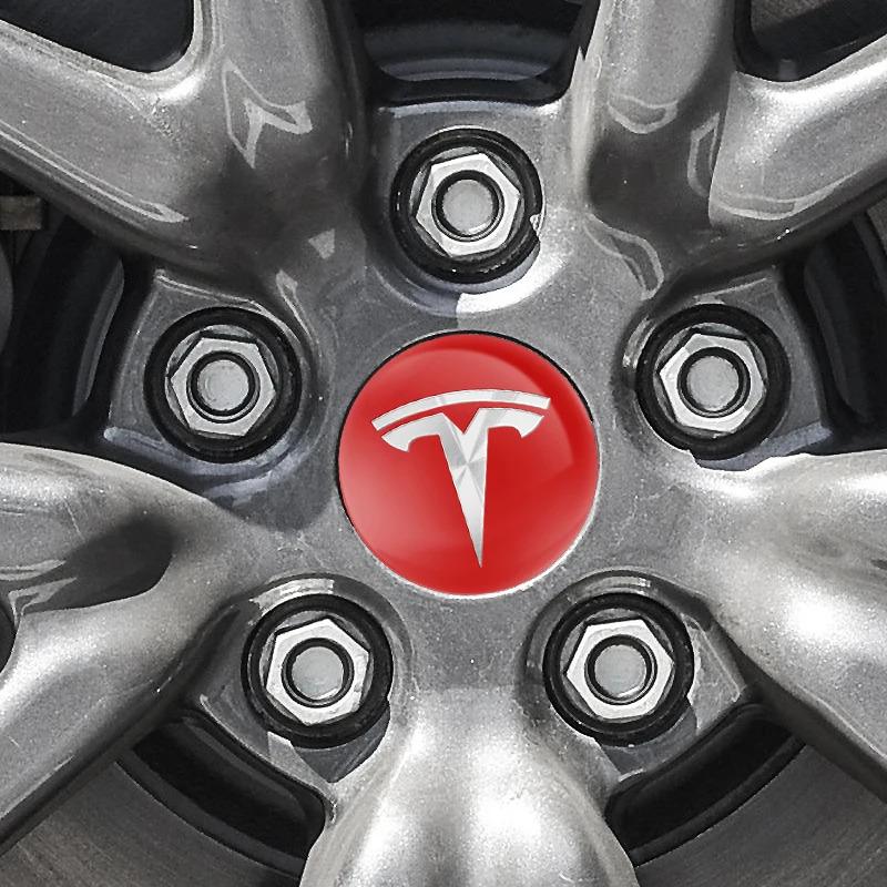 4pcs 56mm Car Emblem Wheel Hub Center Cap Stickers For Tesla Model S Model3 Model Y X Tire Center Cover Badge Decal Accessories