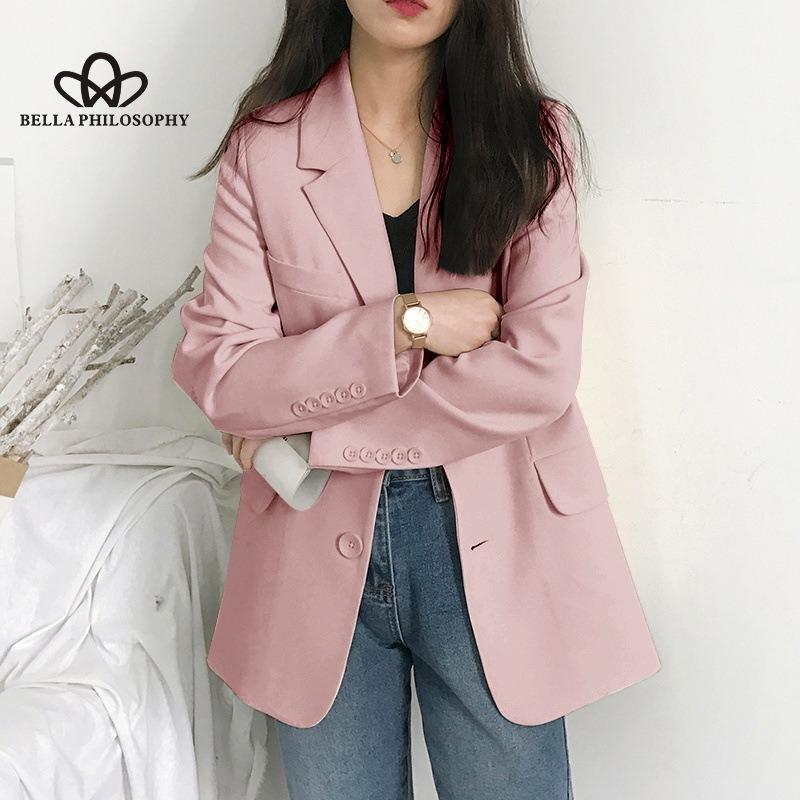New Spring Autumn Solid Color Simple Blazer Coat Female Korean Style Casual Loose Spring Autumn Blazer
