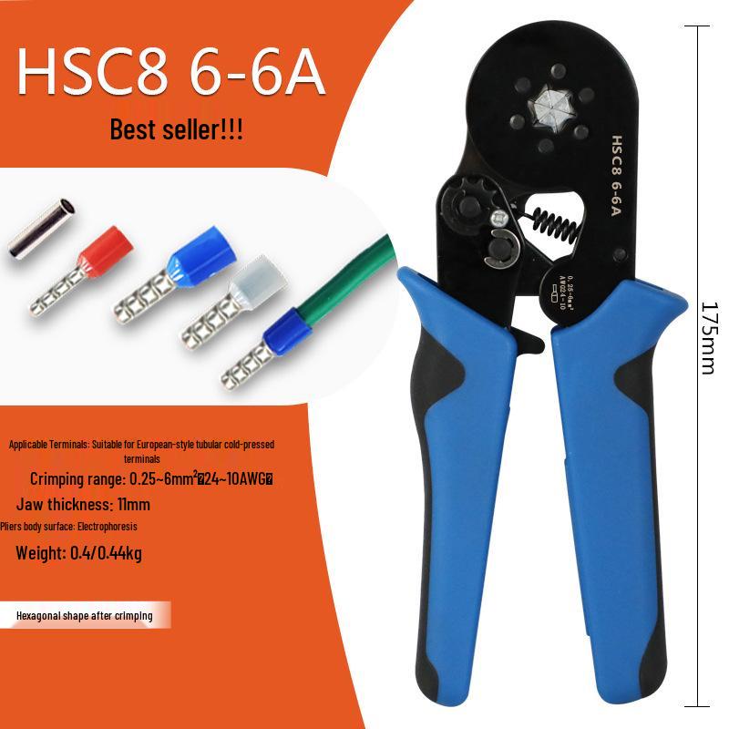 Hexagonal Mini Ratchet Crimping Pliers Set HSC8 6-6 for European Terminals