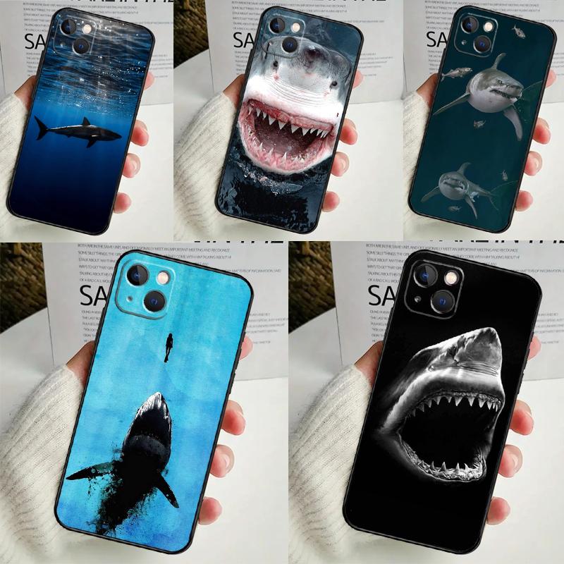 Shark Ocean Fish Case For iPhone 14 13 12 11 16 15 Pro Max Mini Cover X XR XS 8 7 14 16 15 Plus Accessories