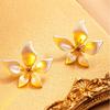Textured Pearl Ear Studs Elegant Flower Earrings Jewelry Creative Ginkgo Leaf Earrings  Party