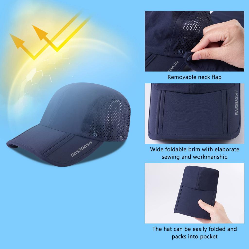Bassdash Fishing UV Baseball Cap for Men and Women Quick-Drying Hat, Lightweight, Protection,