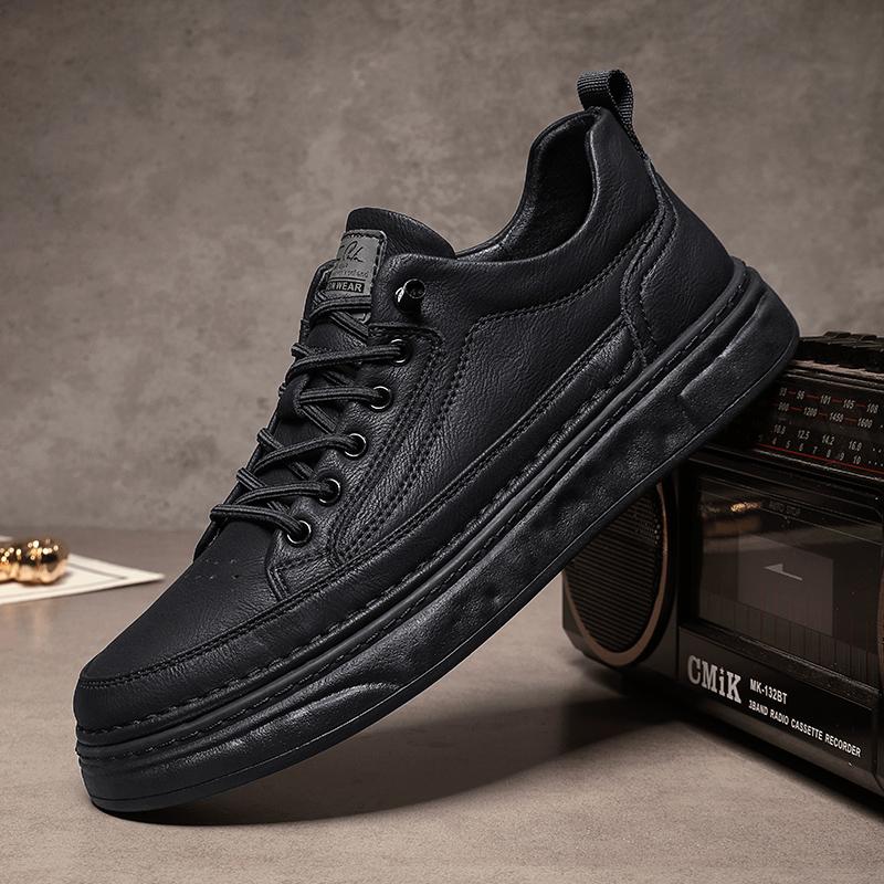 Модные молодежные подростковые кожаные туфли, модные дизайнерские мужские кроссовки, простые теннисные туфли на каждый день, мужские кроссовки из вулканизированной кожи на шнуровке
