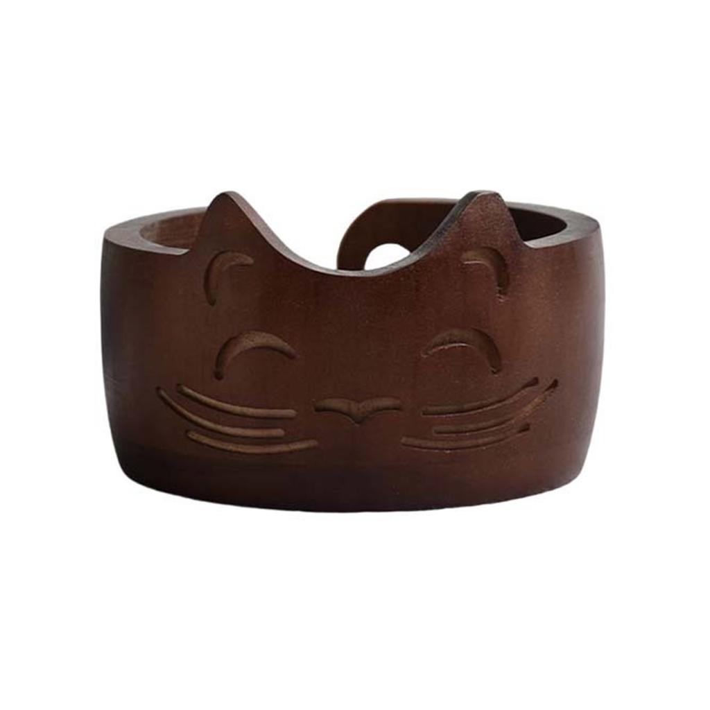 Чаша для вязания 17x10см Дерево Форма кошек Легко использовать для мамы, бабушки, любителей рукоделия Организация принадлежностей для вязания крючком