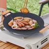 Cast Iron Baking Tray with Handles Non-stick Round Frying Pan for BBQ Steak Seafood Vegetables Pancakes Multifunctional Grill Pan for Stove Campfire