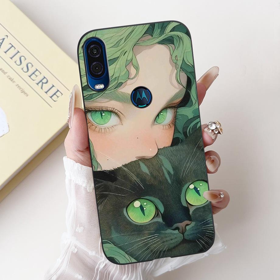 Чехол для телефона Motorola One Vision One Macro Задняя крышка Motorola P50 Мягкий матовый силикон Тонкий Fundas Милый панда кролик цветок