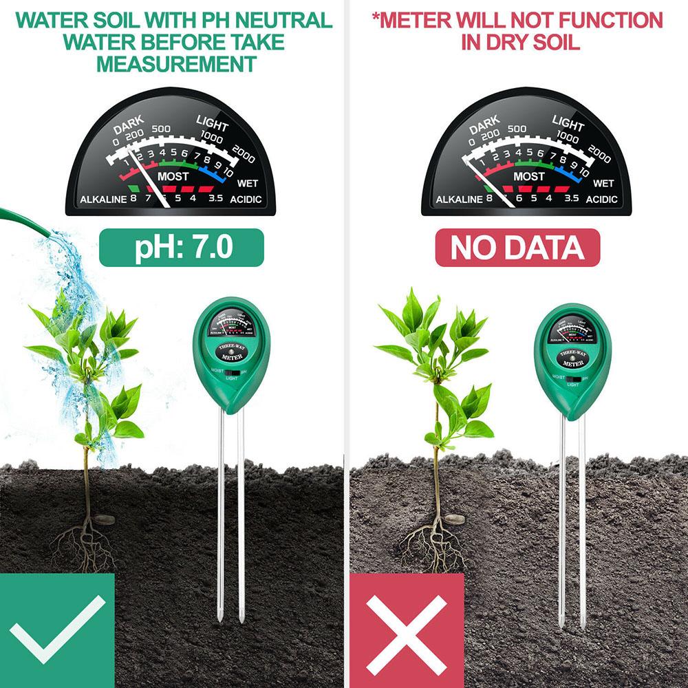 Humidity Detector Acidity Sunlight Monitor Moisture Sunlight Testing pH Test Meter 3in1 Soil Tester