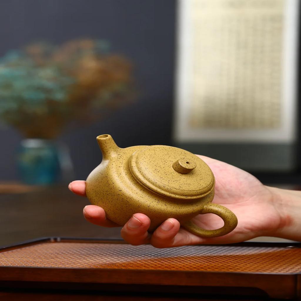 Чайник ручной работы 160 мл, цвет желтой апельсиновой корки, мастер-чайник, плоский чайник - настойка на кожуре грейпфрута, церемония улуна, оздоровительный чайник - Ваш любимый